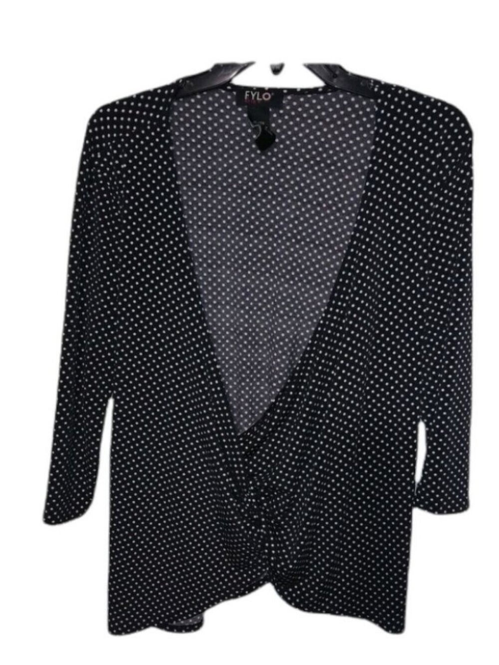FYLO XL Black White Polka Dot Twist Front Top Plus